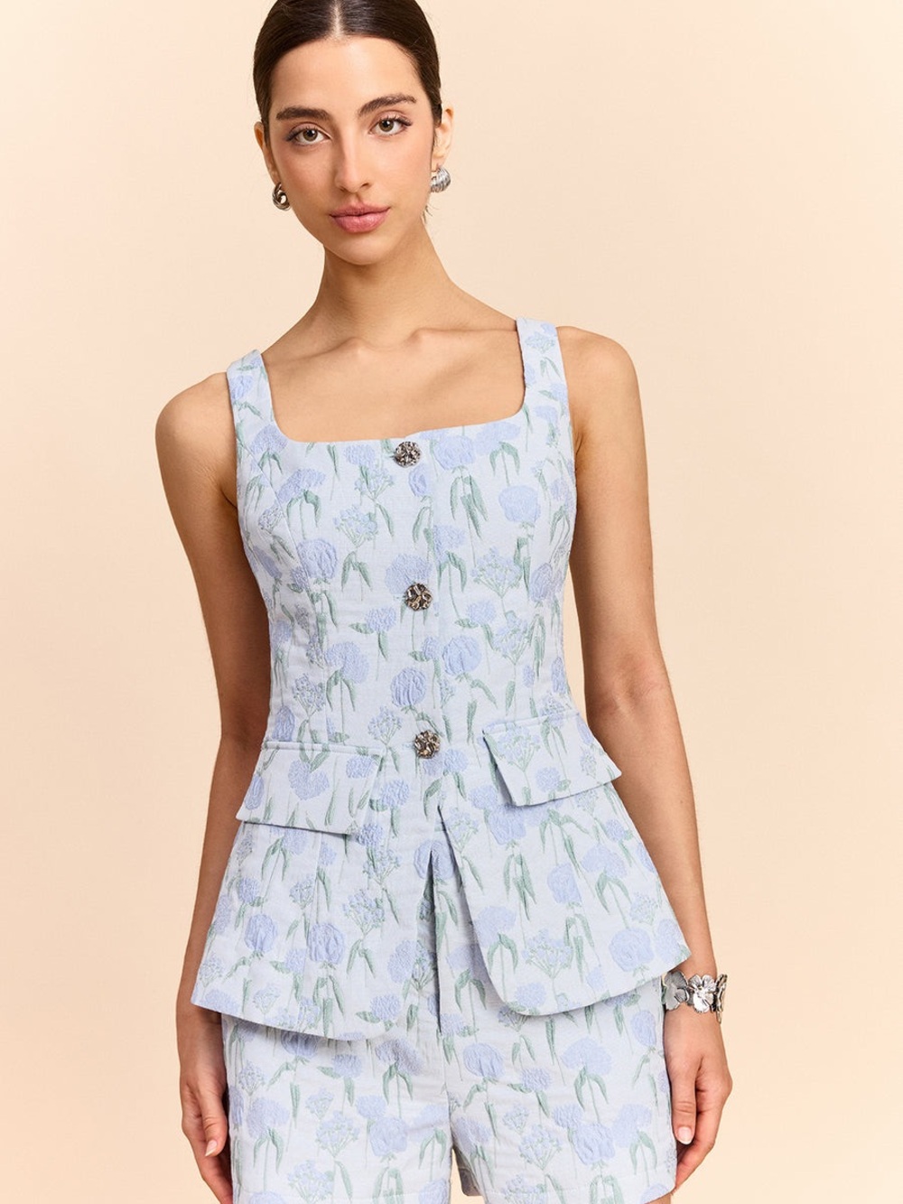 Commense Floral Jacquard Vest